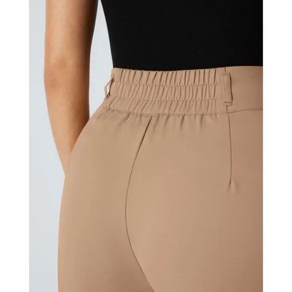 Halara High Waisted Shirred Straight Leg Work Pants Sz Medium Womens Beige Pocke - Picture 11 of 11